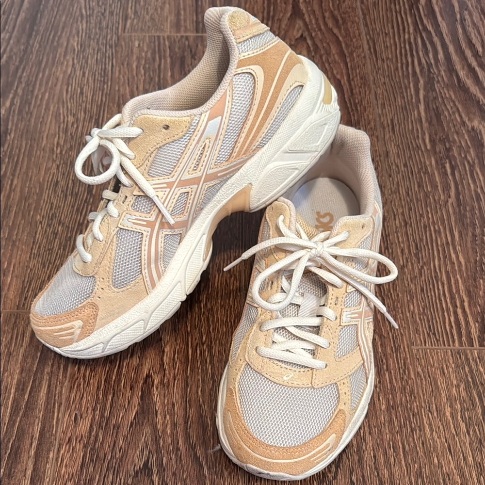 Asics Cream and White Retro Sneakers